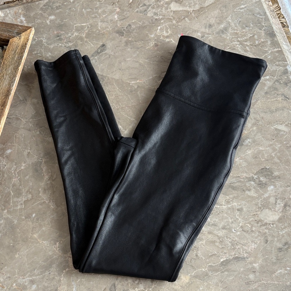 SPANX Black faux leather Leggings